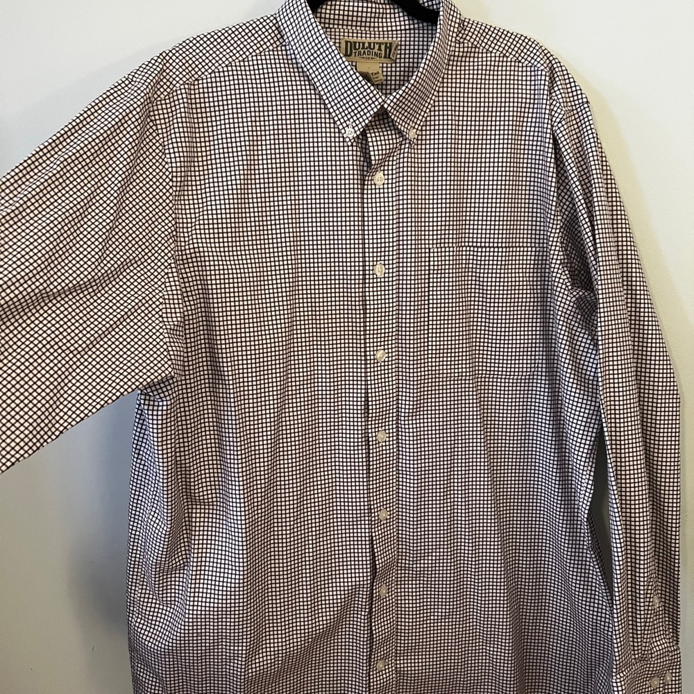 Duluth Trading Co. Men's Black and White Button Down Checkered Shirt XXL